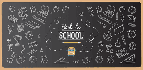 Back to School Chalkboard Text with Education Icons