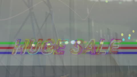 Huge Sale Text Banner and Data Animation Overlay