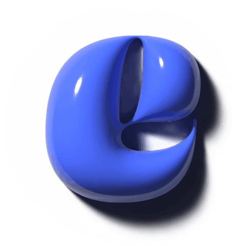 Transparent glossy blue 3d ribbon sculpture showing hollow cavity and smooth highlights