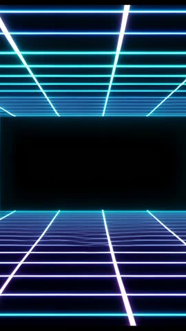 Tilting Neon Grid Tunnel Loop Shifting Electric Blue to Magenta into Central Void