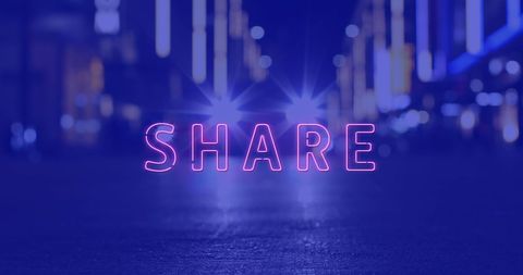 neon share text against busy night traffic - Download Free Stock Images Pikwizard.com