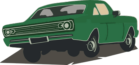 Classic green sedan vector with transparent background