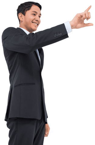 smiling businessman touching virtual interface transparent background - Download Free Stock Videos Pikwizard.com