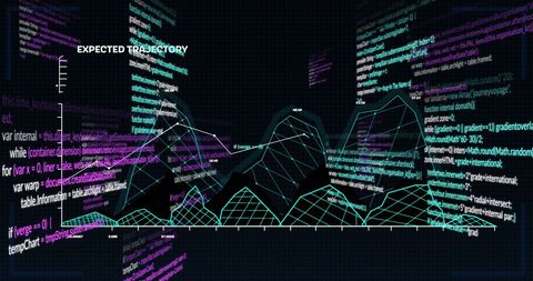 Data Processing Visual with Graphs and Code Over Black Background - Download Free Stock Images Pikwizard.com