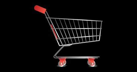 Minimalist Empty Shopping Cart on Black Background
