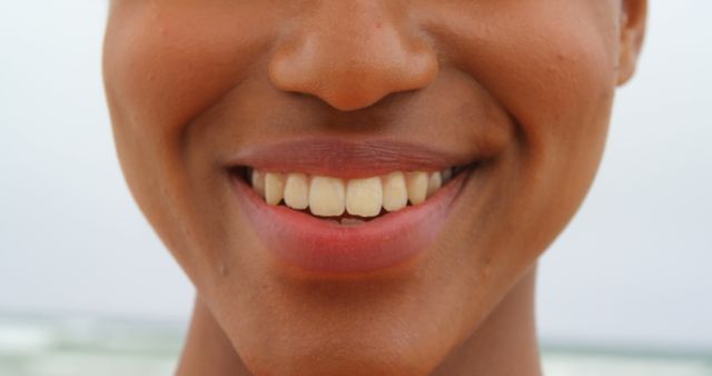 Close-Up of Smiling Face with Bright White Teeth - Download Free Stock Images Pikwizard.com