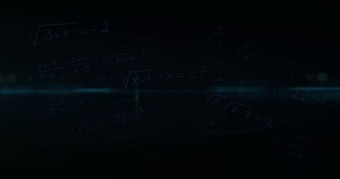 Futuristic Algebraic Equations with Teal Light Streaks