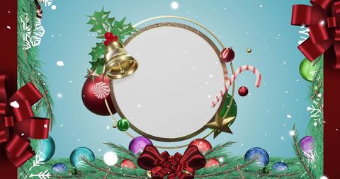 Festive Christmas Background with Holiday Decorations and Copy Space