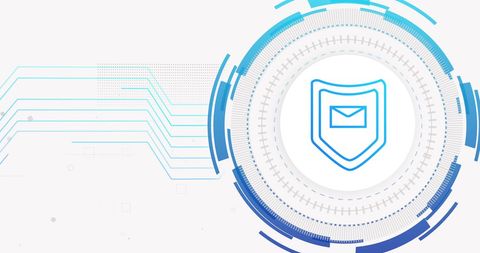 Cybersecurity mail protection with digital shield illustration
