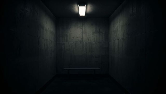 Minimalist Room with Fluorescent Light and Industrial Bench