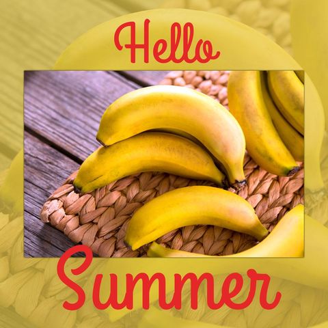 summer vibes with fresh bananas and cheerful hello summer text - Download Free Stock Templates Pikwizard.com