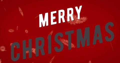 festive merry christmas greetings with snowflakes on red background - Download Free Stock Images Pikwizard.com