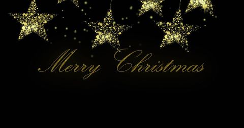 Sparkling Gold Stars with Merry Christmas Greeting
