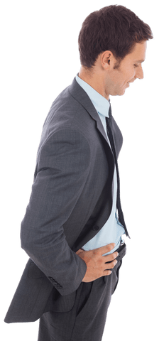 Transparent Businessman Smiling With Hands on Hips