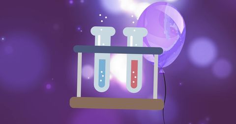 Chemistry science concept with test tubes and balloon
