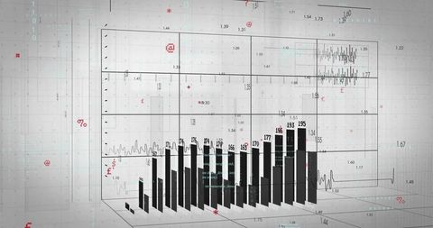 3d data visualization with futuristic metrics overlay