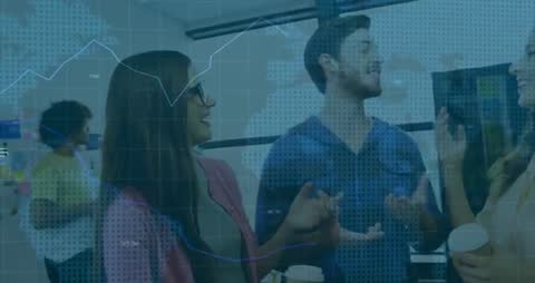 Diverse Team Collaborating with Digital Global Data Visualization