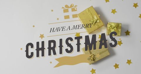 Gold Christmas Presents with Copy Space for Holiday Greetings
