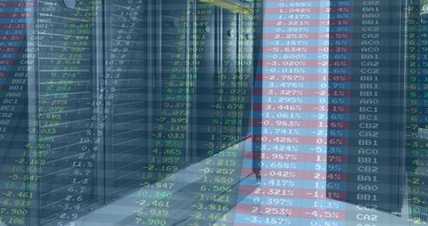 Stock Market Data Superimposed Over Modern Server Room - Download Free Stock Images Pikwizard.com