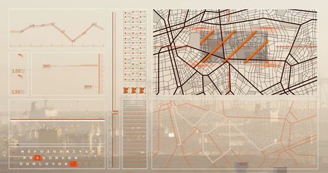Futuristic Data Interface Against Urban Cityscape Backdrop - Download Free Stock Images Pikwizard.com