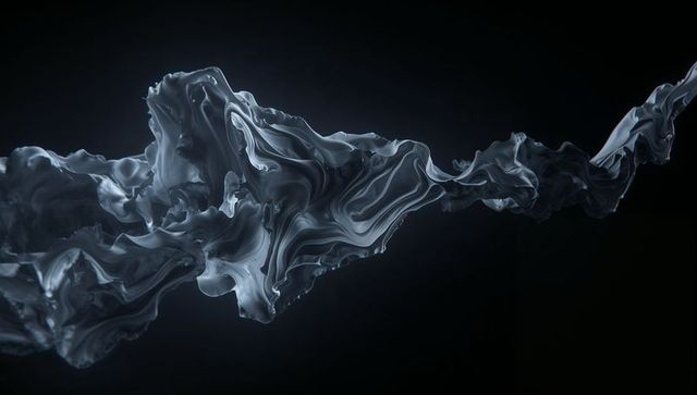 Futuristic Abstract Fluid Form in Dark Minimal Space