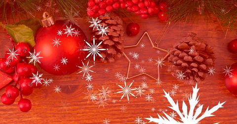 Festive Christmas Decorations with Snowflakes on Wooden Table - Download Free Stock Images Pikwizard.com