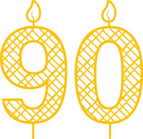 yellow 90 birthday candles with intricate pattern on transparent background - Download Free Stock Videos Pikwizard.com