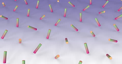 Colorful Gradient Cylinders Floating on Blue Background