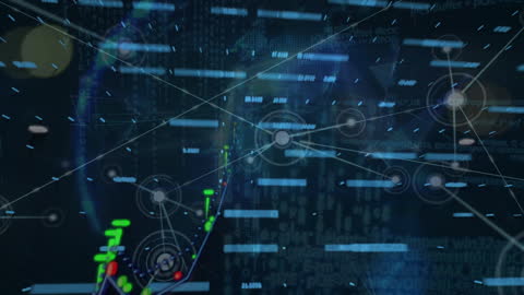 Digital Network Connections with Futuristic Data Visualization
