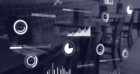 Interactive Digital Graphs Displayed in Modern Coffee Shop Setting