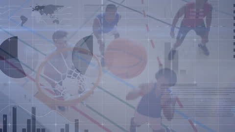 Basketball Players with Digital Technology Overlay