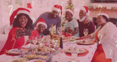 Joyful Family Celebrating Christmas with Festive Selfie