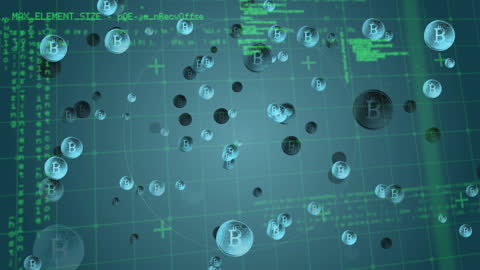 Bitcoin Symbols on Digital Data Background