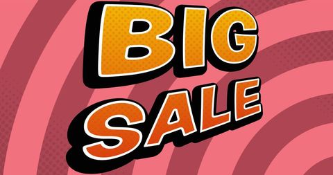 Retro big sale announcement with pink wavy background