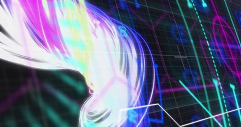 Futuristic Digital Data Visualization with Neon Continuous Wave - Download Free Stock Images Pikwizard.com