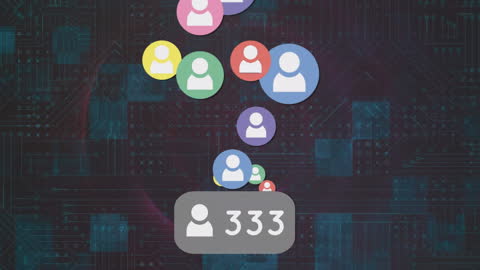 Digital Media Icons with Data Processing Elements