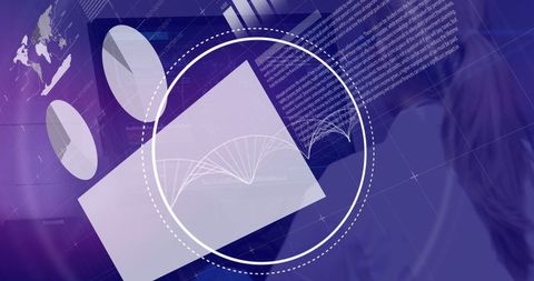 Futuristic Data Interfaces with DNA Strands Overlay - Download Free Stock Images Pikwizard.com
