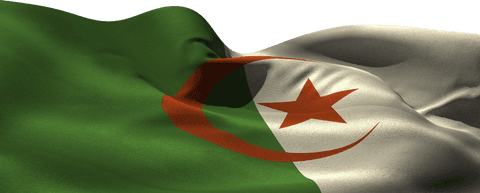 Transparent algerian flag waving in the wind seamlessly