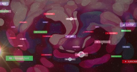 Dynamic social media notifications in a futuristic digital cosmos