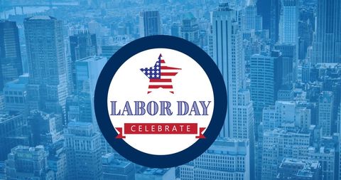 Labor day celebration with urban cityscape