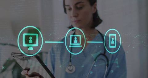 Doctor Utilizing Digital Health Network Interface - Download Free Stock Images Pikwizard.com