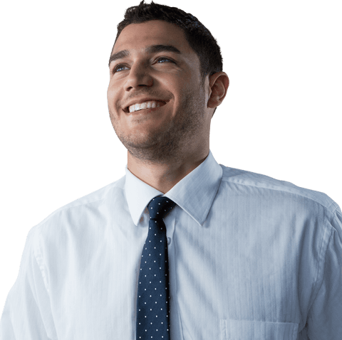Smiling Caucasian Businessman in White Shirt with Tie Transparent Background