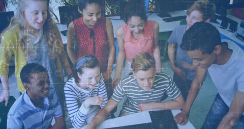 Diverse Students Enjoy Collaborative Learning on Computer - Download Free Stock Images Pikwizard.com