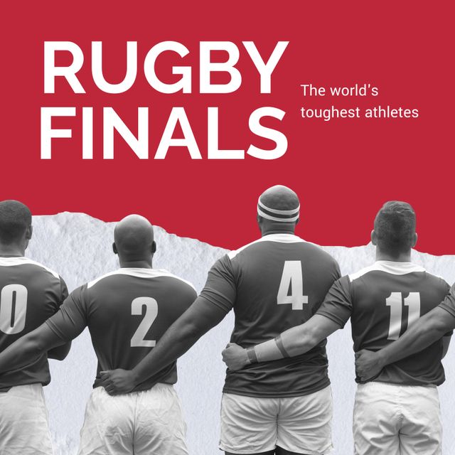 Rugby Finals Poster with Diverse Male Rugby Players Embracing - Download Free Stock Templates Pikwizard.com