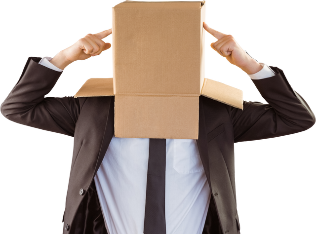 Transparent Anonymous Businessman Wearing Box on Head and Pointing - Download Free Stock Videos Pikwizard.com