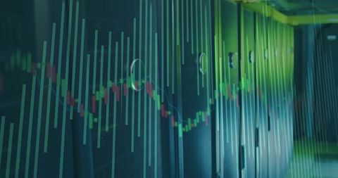 Digital Data Center with Futuristic Charts and LED Lighting