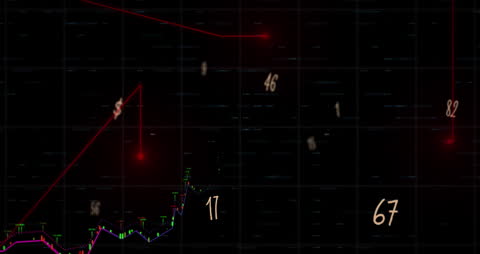 Dynamic Abstract Digital Grid and Red Light Trails