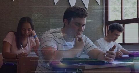 Students deep in thought as data and education merge