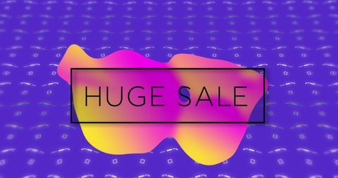 Vibrant Huge Sale Banner with Gradient and Geometric Graphics