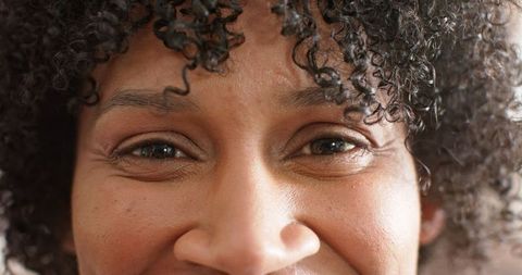 Close-Up Portrait of Smiling African American Woman's Eyes